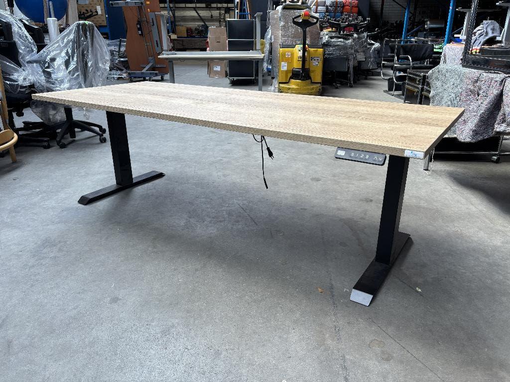 RMOffice zit/sta bureau | 2 motoren | 200x80cm Zwart/eiken, Huis en Inrichting, Bureaus, -, Hout, -, Ophalen of Verzenden