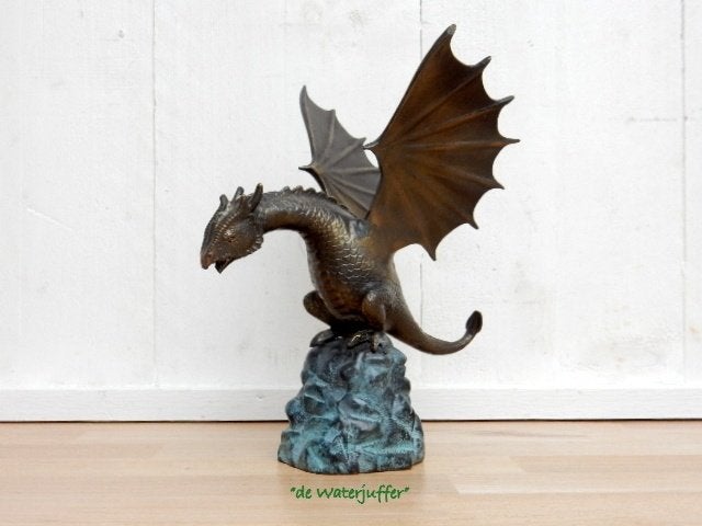 264*Bronzen draak (boven €75 geen verzendkosten), Ophalen of Verzenden, Nieuw, Overige materialen, Dierenbeeld