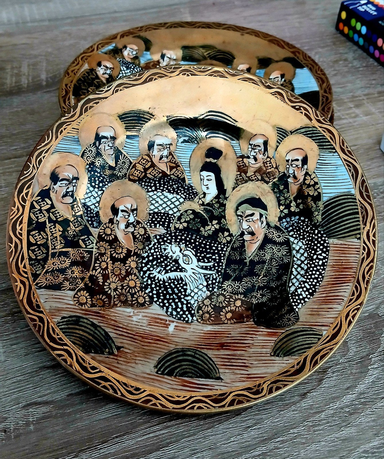 4 Antieke Japanse Satsuma Borden - Ø 18cm Meiji-periode, Antiek en Kunst, Ophalen