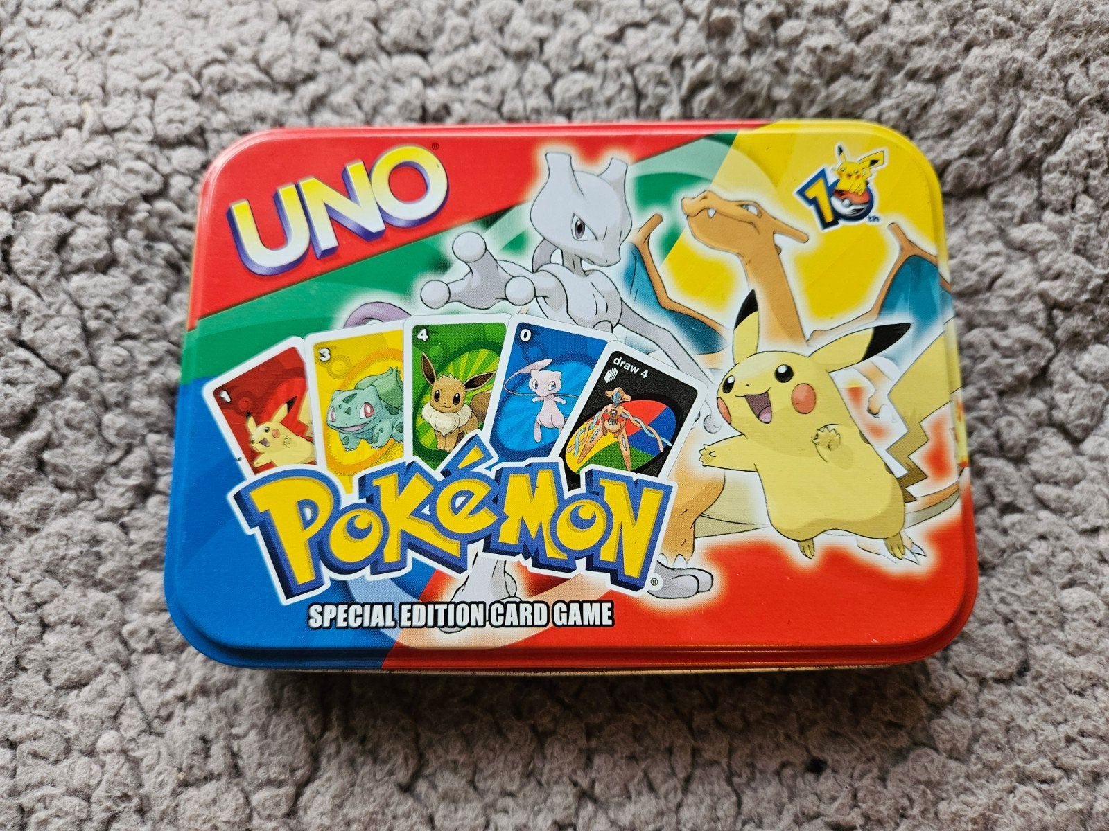 UNO Pokémon Special Edition Card Game in blik 2006, Hobby en Vrije tijd, Een of twee spelers, Ophalen of Verzenden, Gebruikt, Mattel