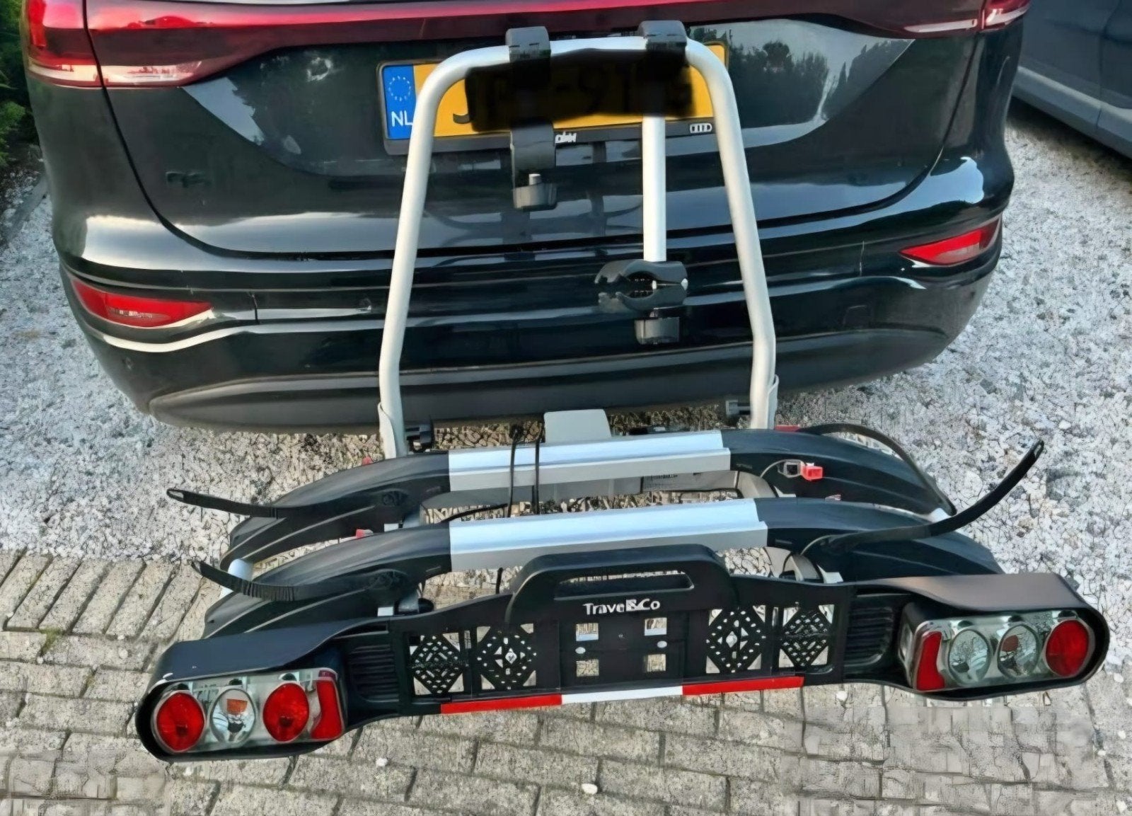 Fietsendrager Travel en Co., Auto diversen, Fietsendragers, Gebruikt, Trekhaakdrager, 2 fietsen, Elektrische fiets, Ophalen
