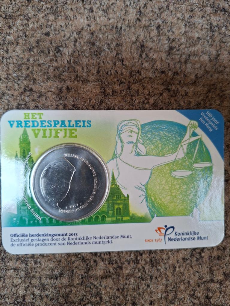 Vredespaleis Vijfje 2013 munt coincard, Ophalen of Verzenden, Nederland, Munten