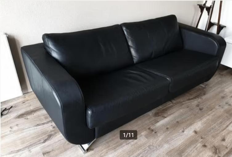 Design bank - Montel - Bizonleder IZGST, Ophalen, Tweepersoons, 75 tot 100 cm, Zo goed als nieuw
