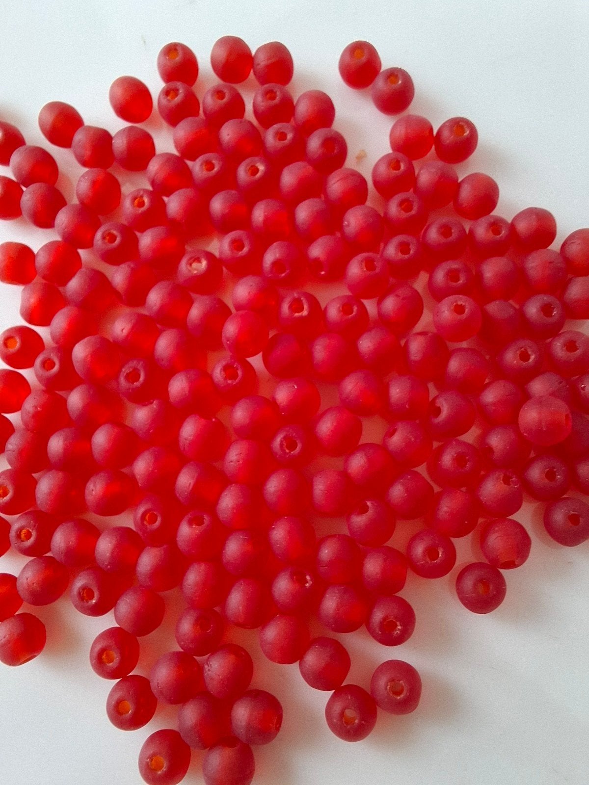 4 mm glaskralen frosted mat rood kralen partij, Kraal, -, -, Nieuw