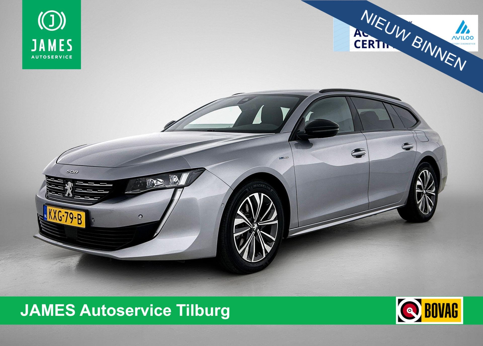 Peugeot 508 SW 1.6 HYbrid 225 Allure CAMERA | NAVI & CARPLAY, Auto's, Gebruikt, Euro 6, 4 cilinders, Leder en Stof