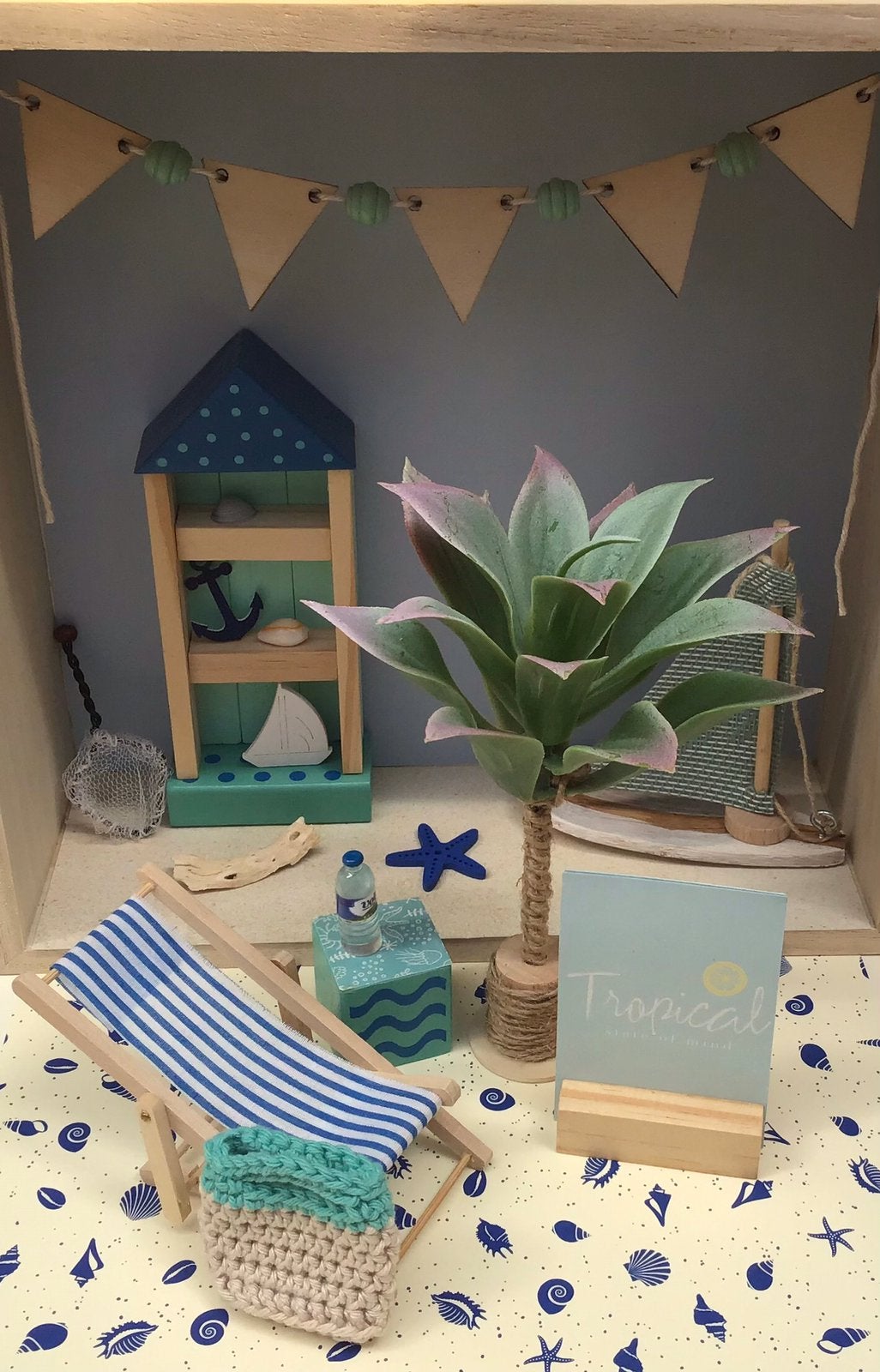 Strandtafereel in houten box, Kinderen en Baby's, Speelgoed | Poppenhuizen, Ophalen of Verzenden, Nieuw
