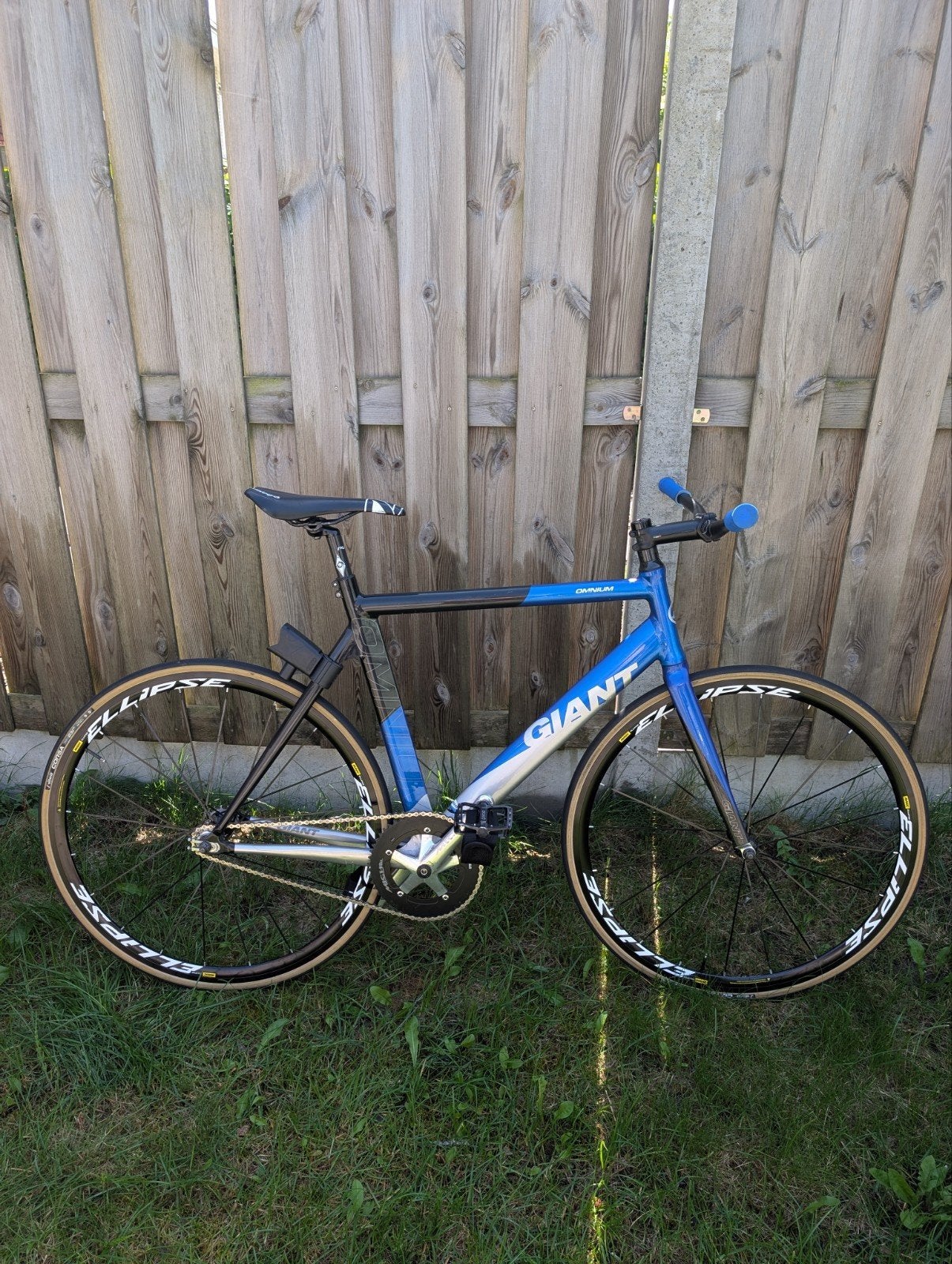 Giant Omnium Fixed Gear Fiets - Blauw/Zilver, Gebruikt, Aluminium, 53 tot 57 cm, Minder dan 10 versnellingen