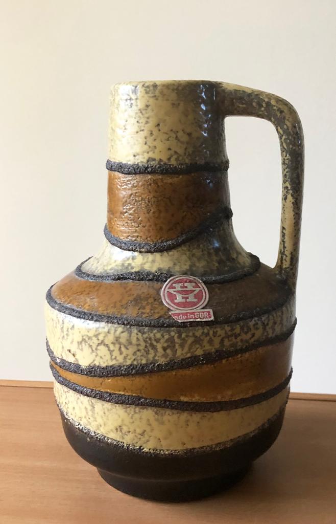 Hele mooie VEB Haldensleben GDR fat lava vaas 4073, Verzenden
