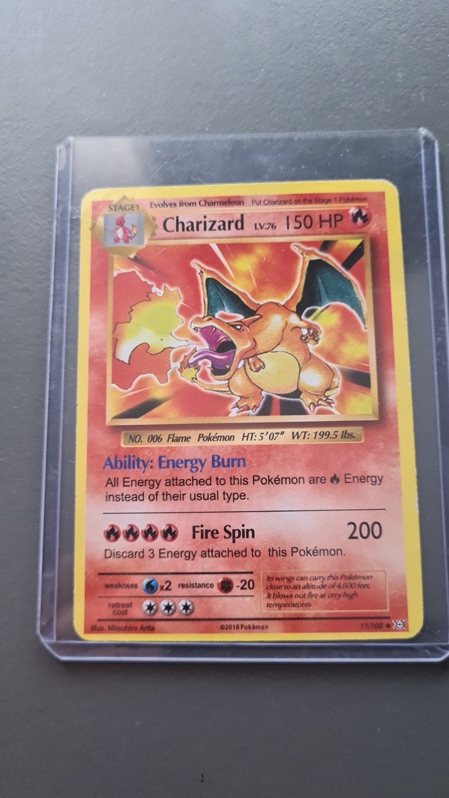 Charizard First Edition Error Kaart - Pokémon, Ophalen of Verzenden, Gebruikt, Losse kaart