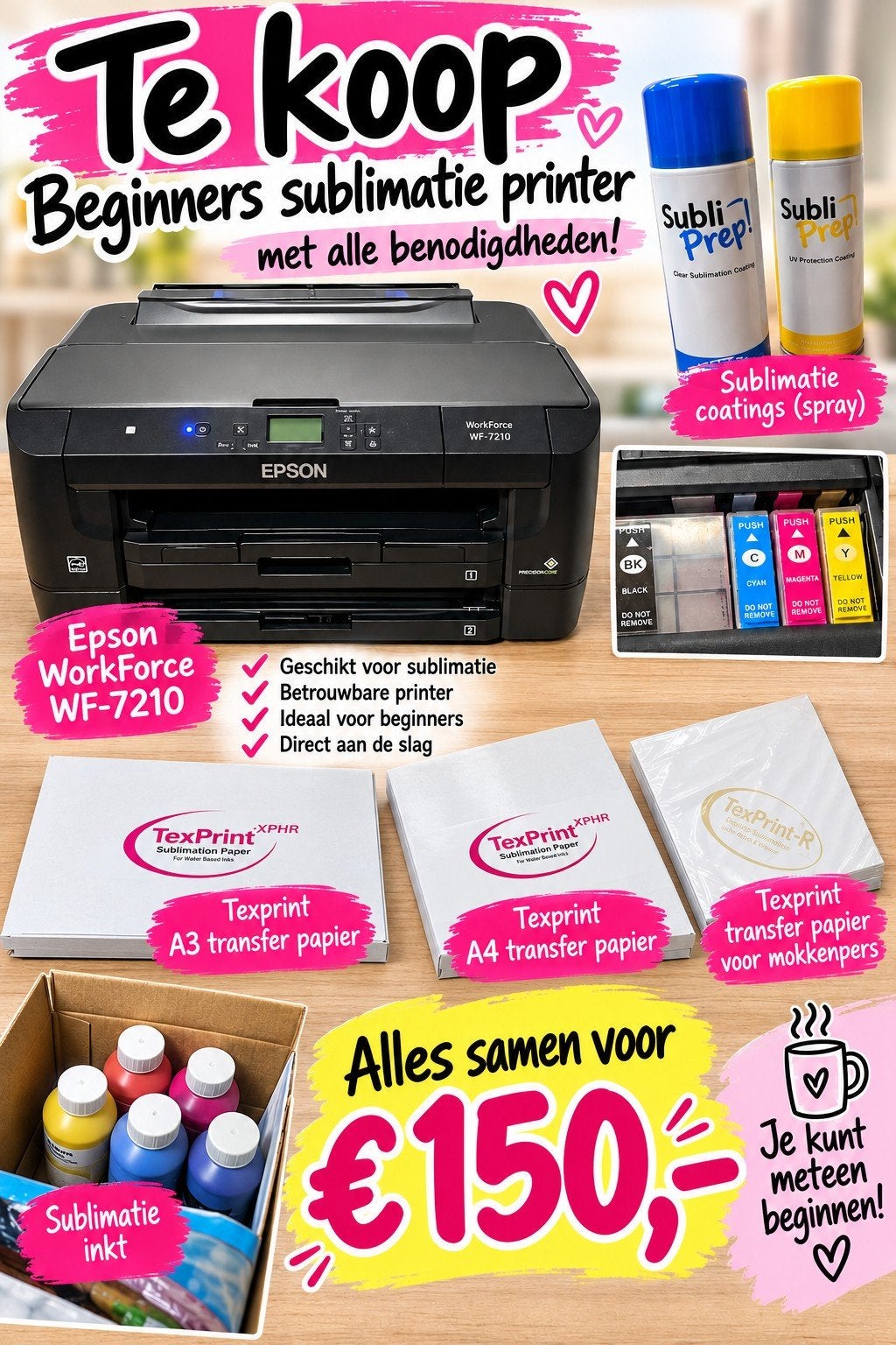 A3 Sublimatieprinter met transferpapier en inkt, Computers en Software, Ophalen, EPSON, Printer, Inkjetprinter