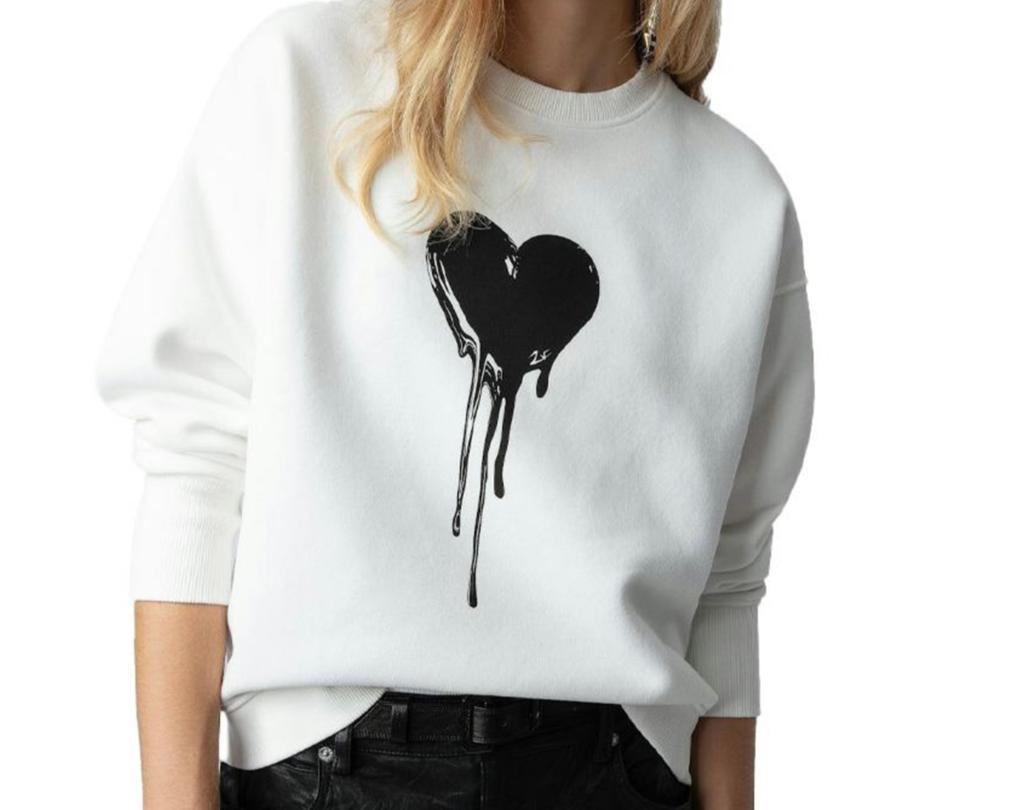 ZADIG & VOLTAIRE  Oscar Heart Sweatshirt maat S, Ophalen of Verzenden, Zo goed als nieuw, Maat 36 (S), Wit