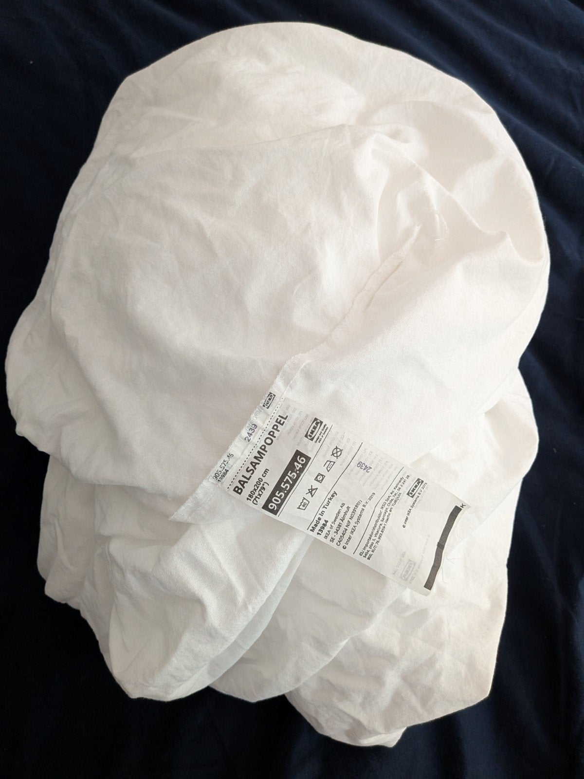 IKEA BALSAMPÖPPEL Hoeslaken Wit 180x200, Ophalen, Gebruikt, Katoen, Tweepersoons