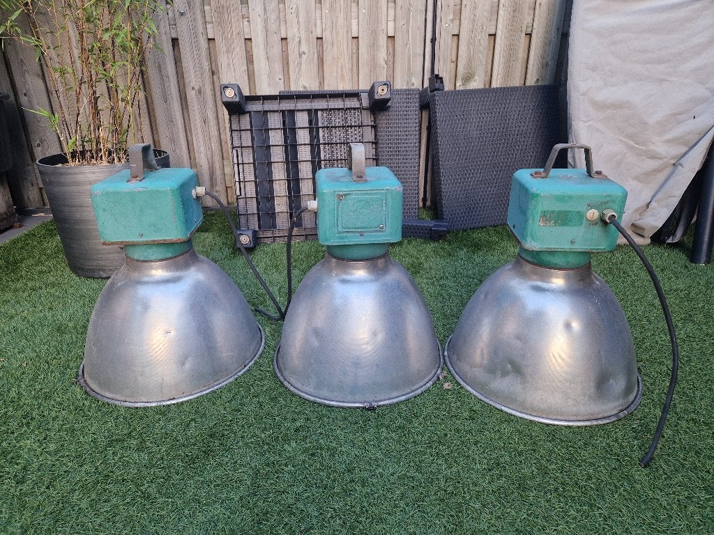 3x Vintage industrieel armatuur – kraanlamp jaren 50/60, Ophalen, Gebruikt, Vintage industrieel, Metaal