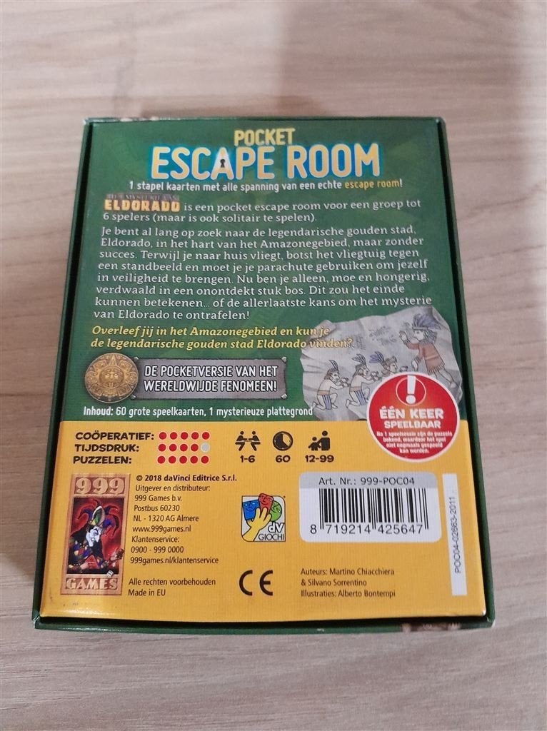 Pocket Escape room - Het mysterie van eldorado - 999 games -, Verzenden, Zo goed als nieuw