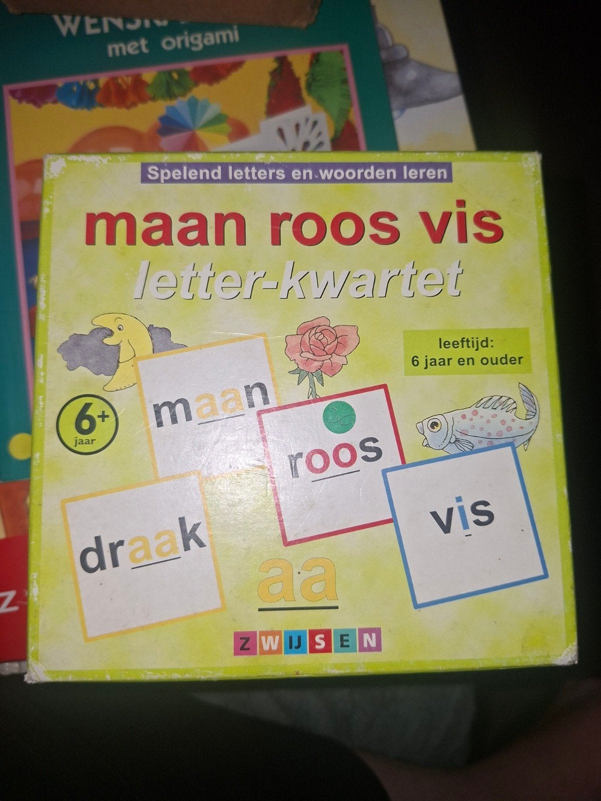 Maan roos vis letter kwartet, Ophalen of Verzenden