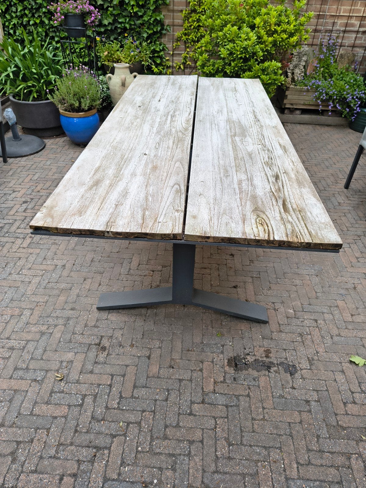 Tuintafel, Tuin en Terras, Tuintafels, Ophalen, Gebruikt, Rechthoekig, Hout