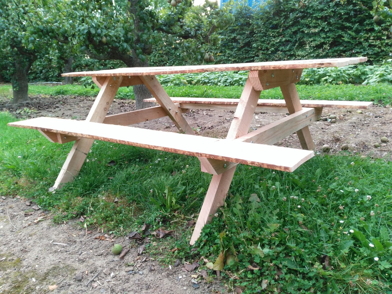 Douglas picknicktafels van boomstamplanken te koop, Ophalen, Nieuw, Rechthoekig, Hout