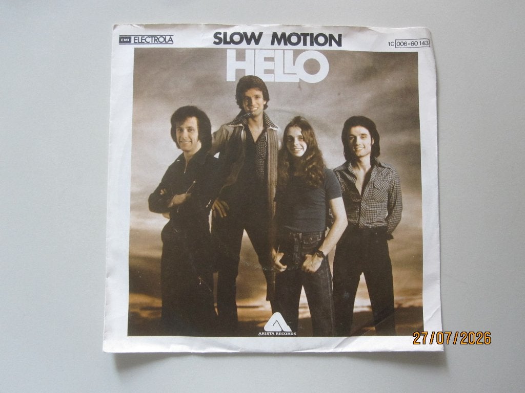 HELLO - slow motion - vinyl 7", Gebruikt, 7 inch, Ophalen of Verzenden, Rock en Metal