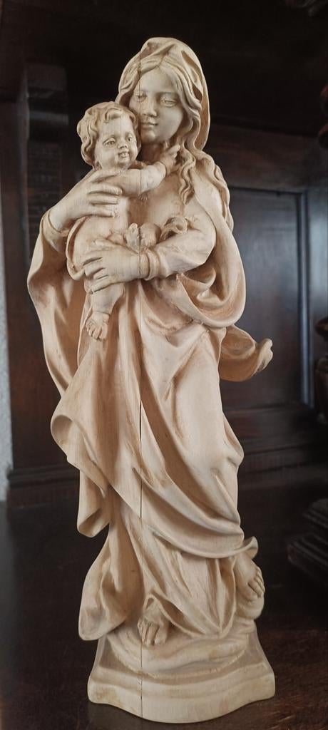 Houten Maria met Kind Beeld - Religieuze Kunst, Ophalen of Verzenden, Beeld(je)