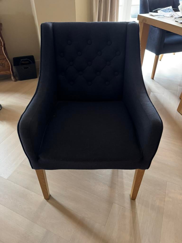 Eetkamer stoelen donkerblauw 2x, Ophalen, Zo goed als nieuw, Blauw
