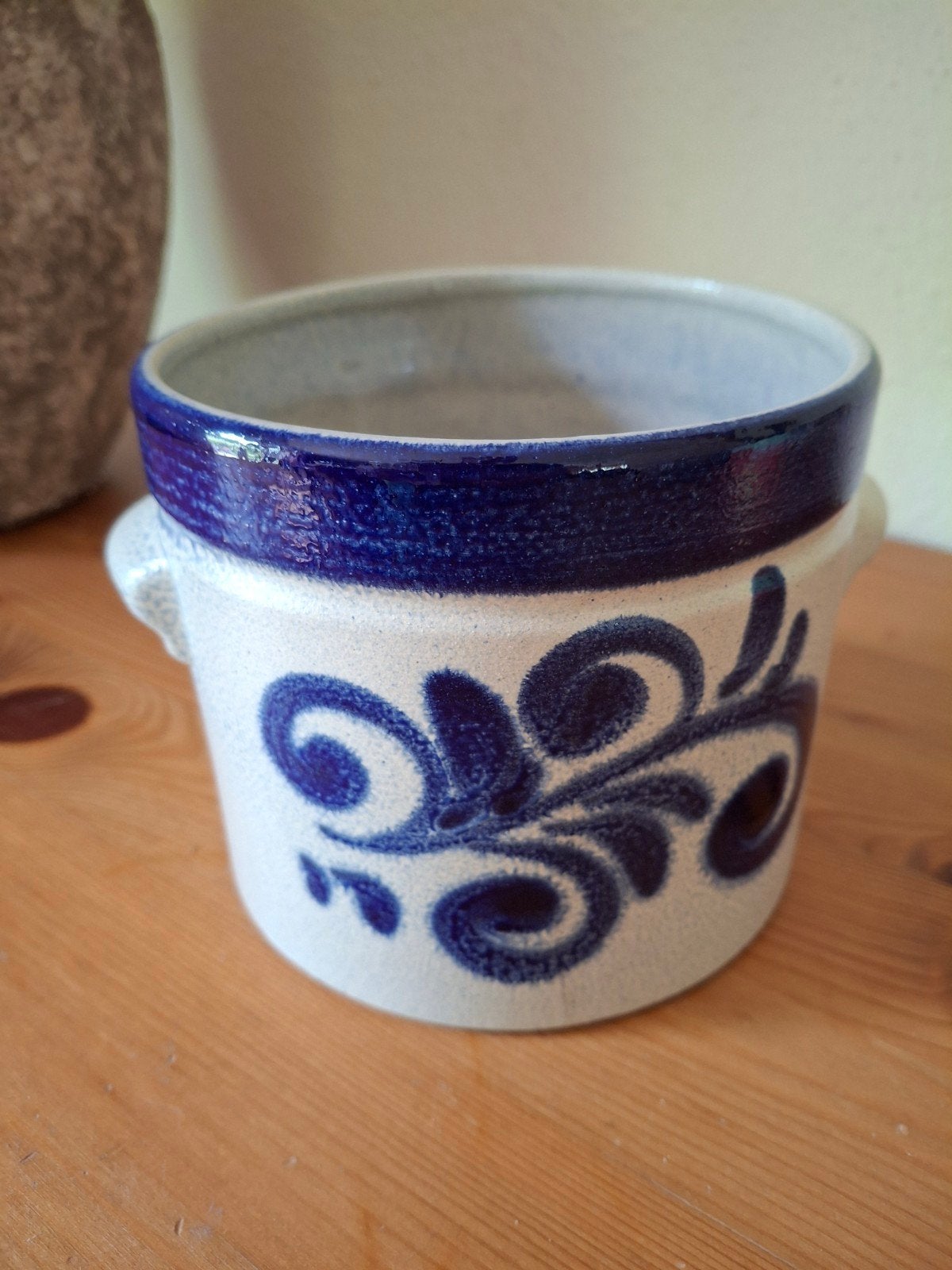 Vintage Knödgen W. Germany Keramiek Pot - Blauw/Wit, Ophalen of Verzenden
