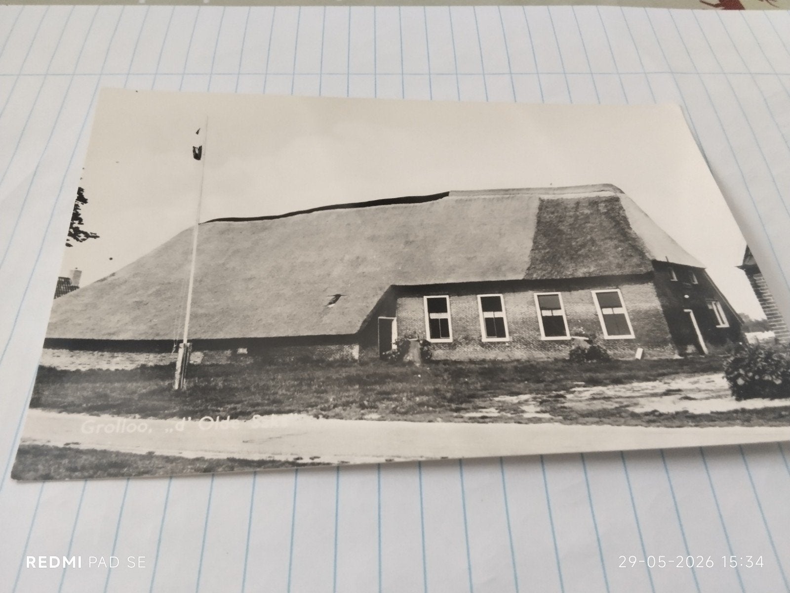 Oude Ansichtkaart Grolloo 'd Olde Sakse', Ophalen of Verzenden, 1940 tot 1960, Ongelopen, Drenthe