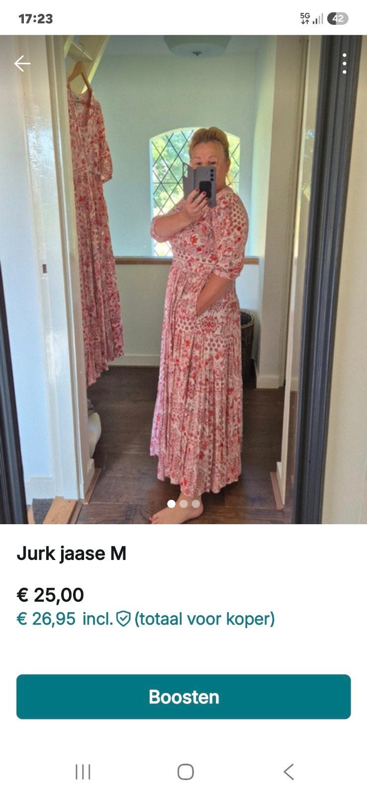 Lange roze bloemenjurkvan het merk Jaase maat Mt mouwen, Kleding | Dames, Jurken, Ophalen of Verzenden, Zo goed als nieuw, Roze