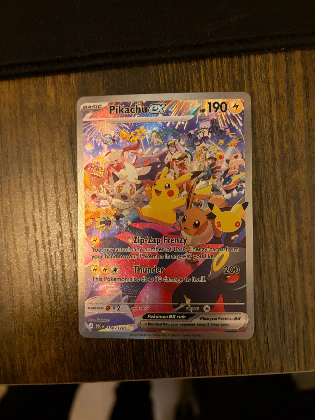 Pikachu ex 150/128 - Celebrations Pokémon Kaart, Ophalen of Verzenden, Nieuw, Losse kaart, Foil