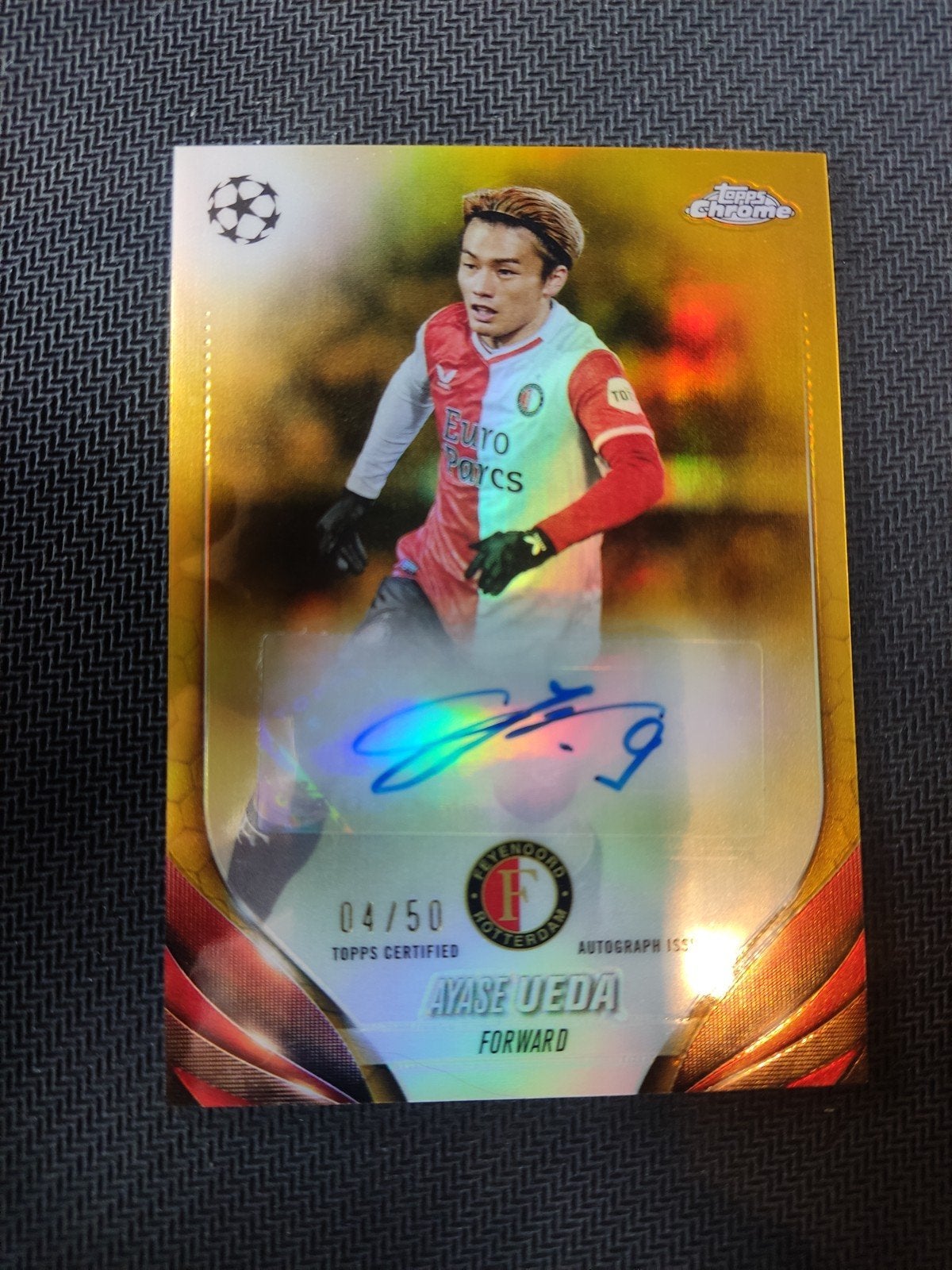 Feyenoord Ayase Ueda Topps Chrome UEFA Auto 04/50, Ophalen of Verzenden, Zo goed als nieuw, Feyenoord, Spelerskaart