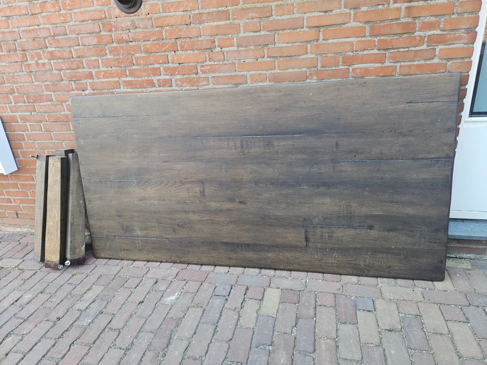 Massief Eiken houten tafel gratis, Huis en Inrichting, Tafels | Eettafels, Ophalen, Gebruikt, 100 tot 150 cm, Eikenhout