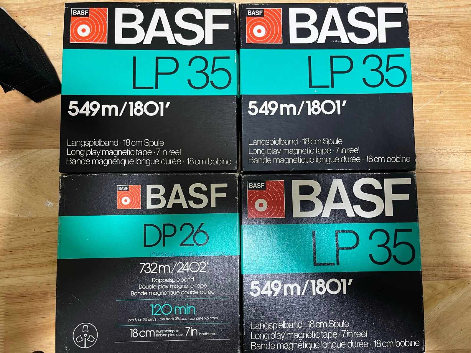 4x BASF LP 35 en DP 26 Banden voor Bandrecorder, Ophalen of Verzenden, Onderdeel, Met banden