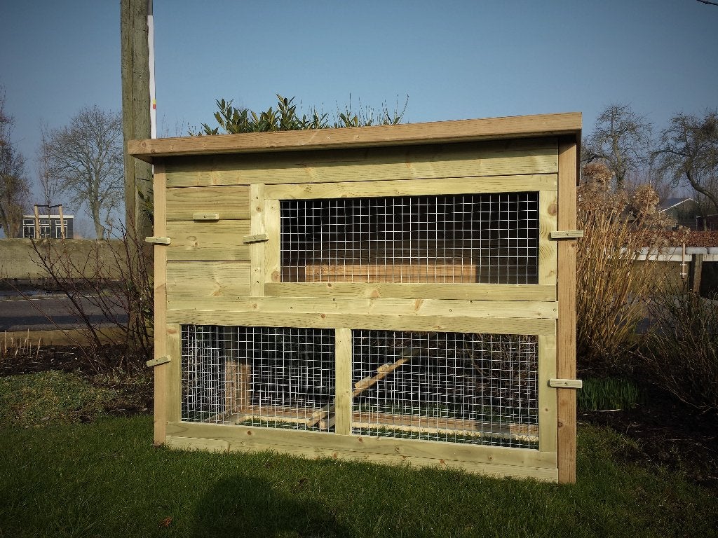 Konijnenhok Aalburg | Duurzame materialen | Stevig hok, 110 cm of meer, Nieuw, 90 cm of meer, Hok