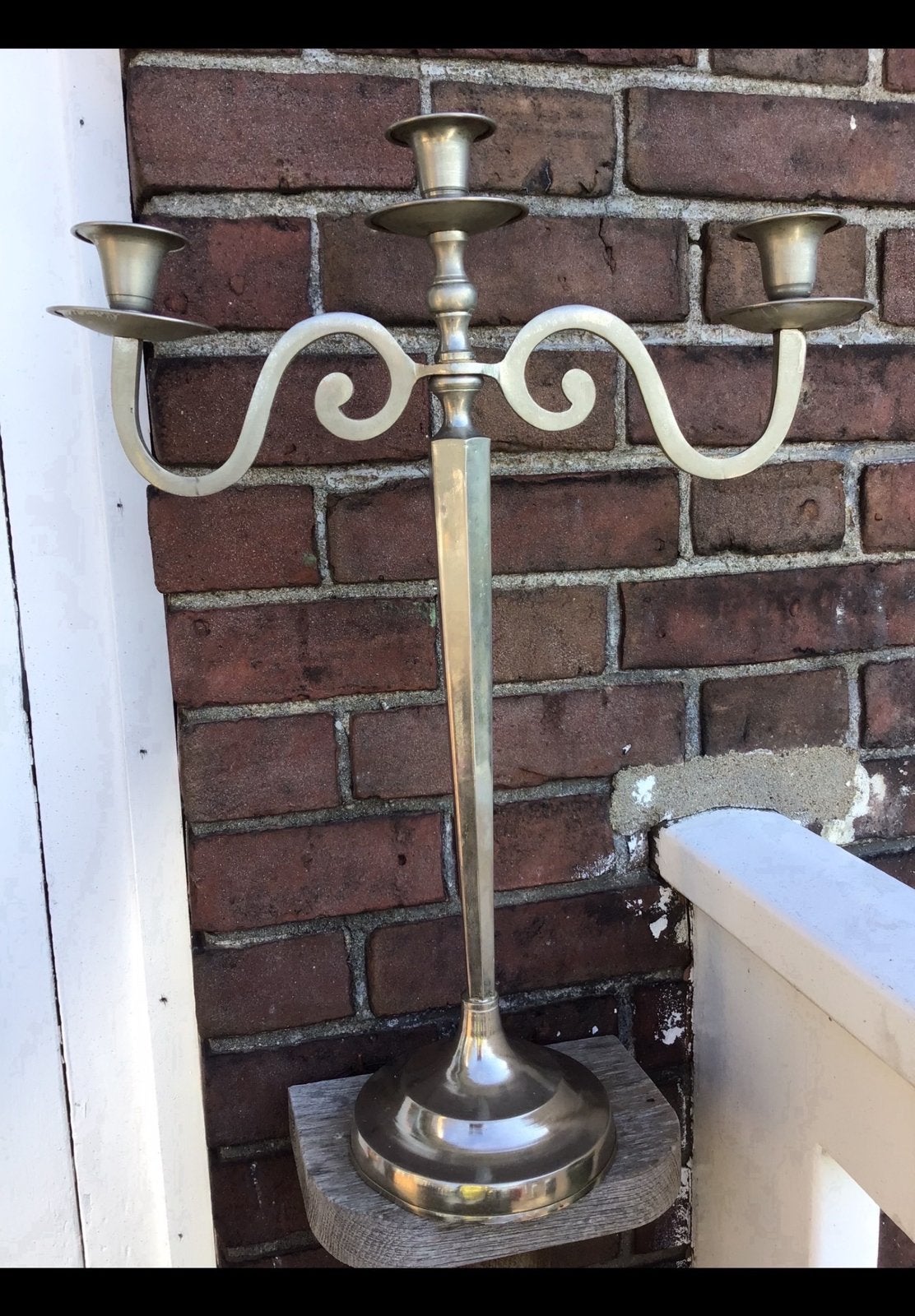 Hoge metalen kaarsenkandelaar voor 3 kaarsen, ong 51 cm hoog, Ophalen of Verzenden