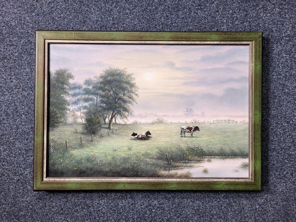 C.J. Klein, 40x60 doek, incl. lijst, 100 euro, koopjeshoek!, Nederlandse school, Doek, Ophalen of Verzenden, Olieverf