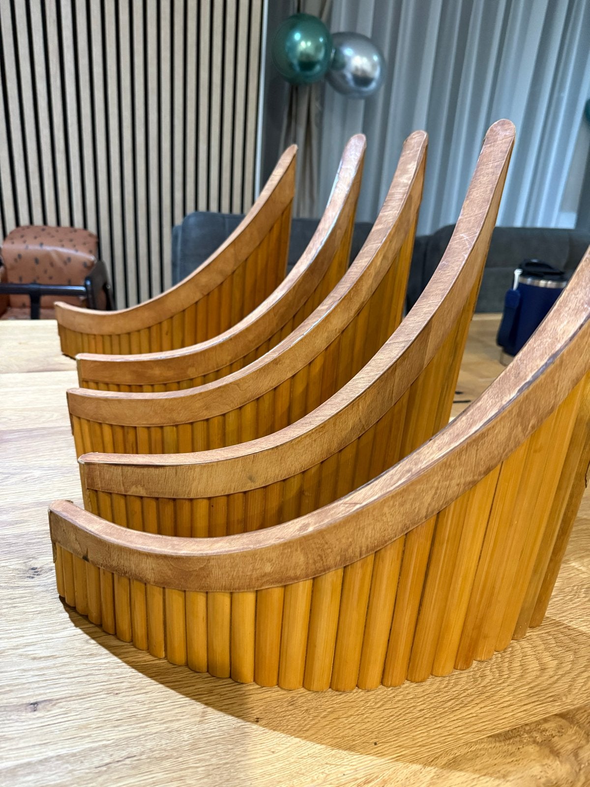 Set van 5 Panfluiten - Houten Blaasinstrumenten, Verzenden, Gebruikt, Houtblazer
