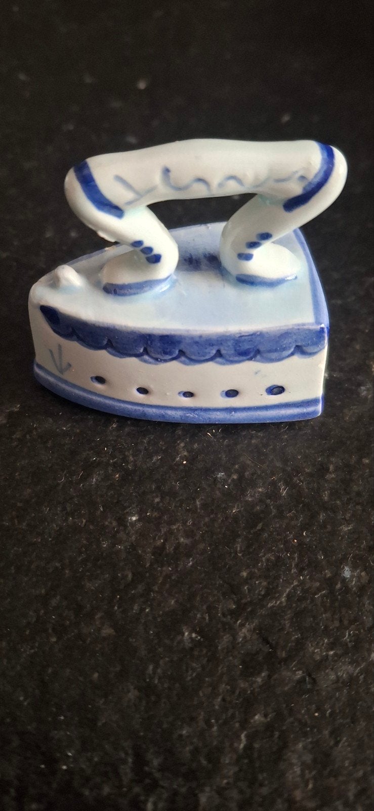 Strijkijzer miniatuur blauw wit, Antiek en Kunst, Ophalen of Verzenden