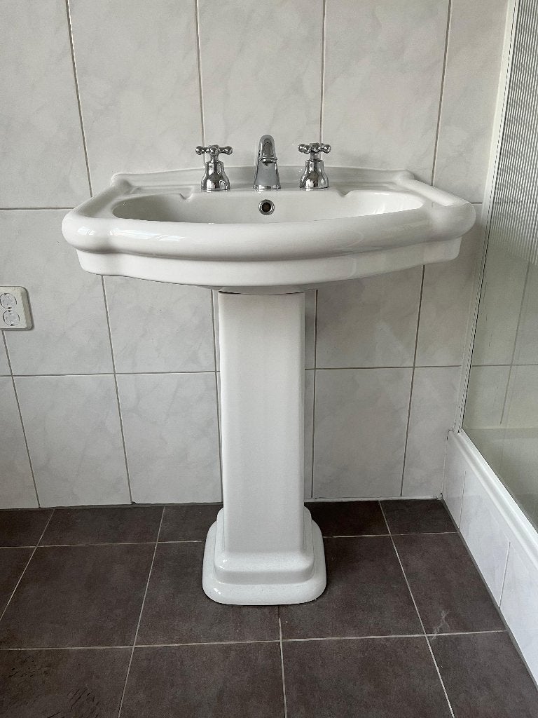 Retro wastafel badkamer - wit, Ophalen, Gebruikt, 100 tot 150 cm, 50 tot 100 cm