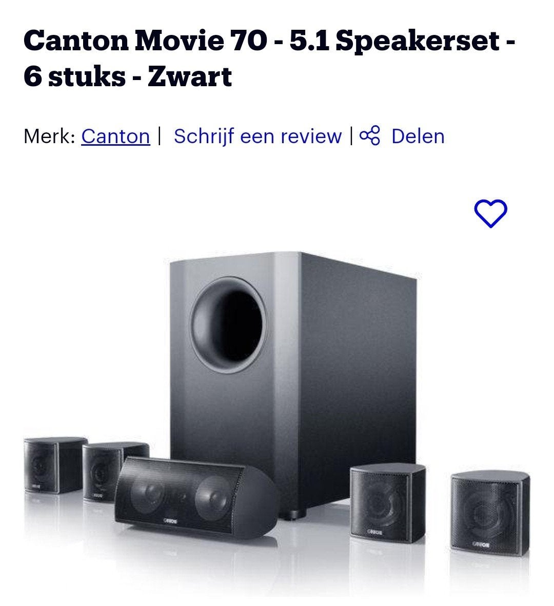Canton Movie 70 - 5.1 Home Cinema, Nieuw., Gebruikt, 70 watt of meer, 5.1-systeem, Overige spelers