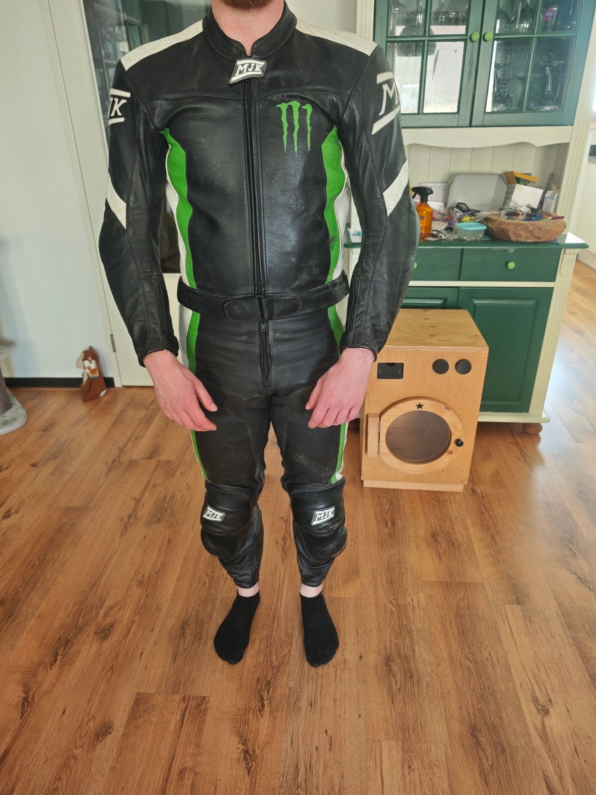 MJK Leathers 2-Delig Lederen Motorpak ( 173cm &  67kg, Motoren, Ophalen, MJK Holland, Tweedehands, Heren