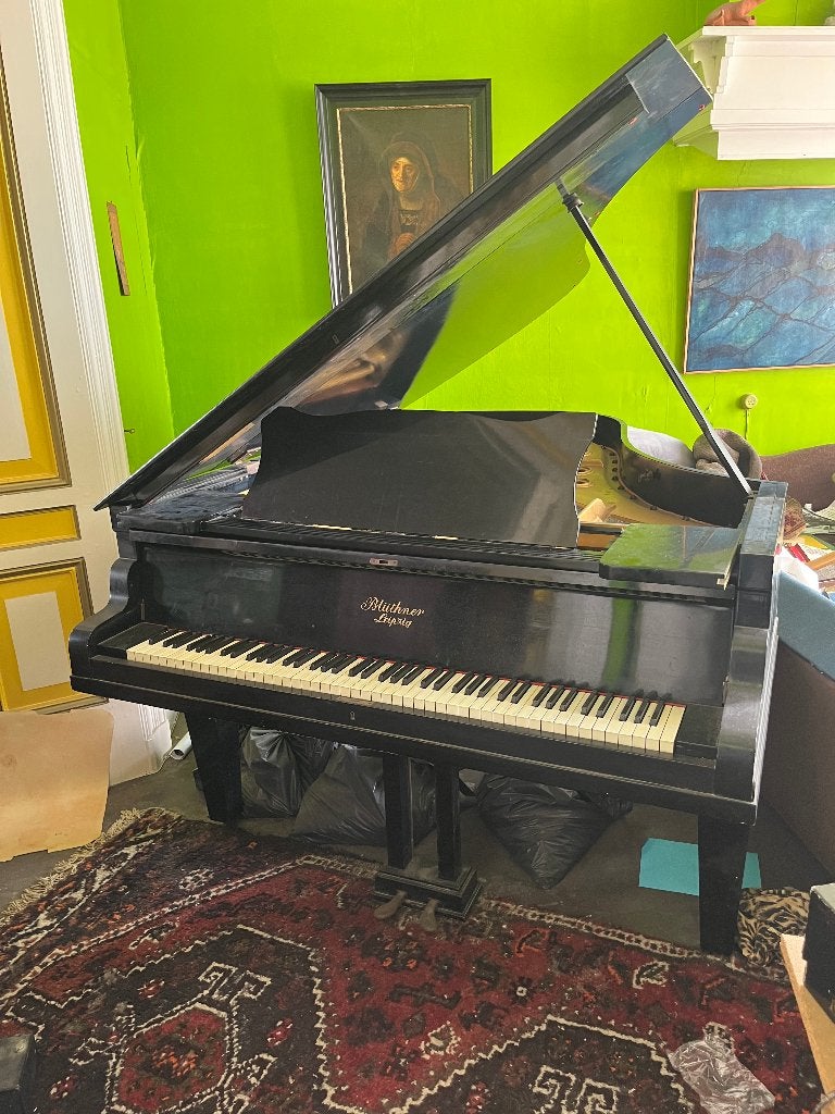 Blüthner Leipzig  concert Vleugel  piano, Ophalen, Gebruikt, Zwart, Hoogglans