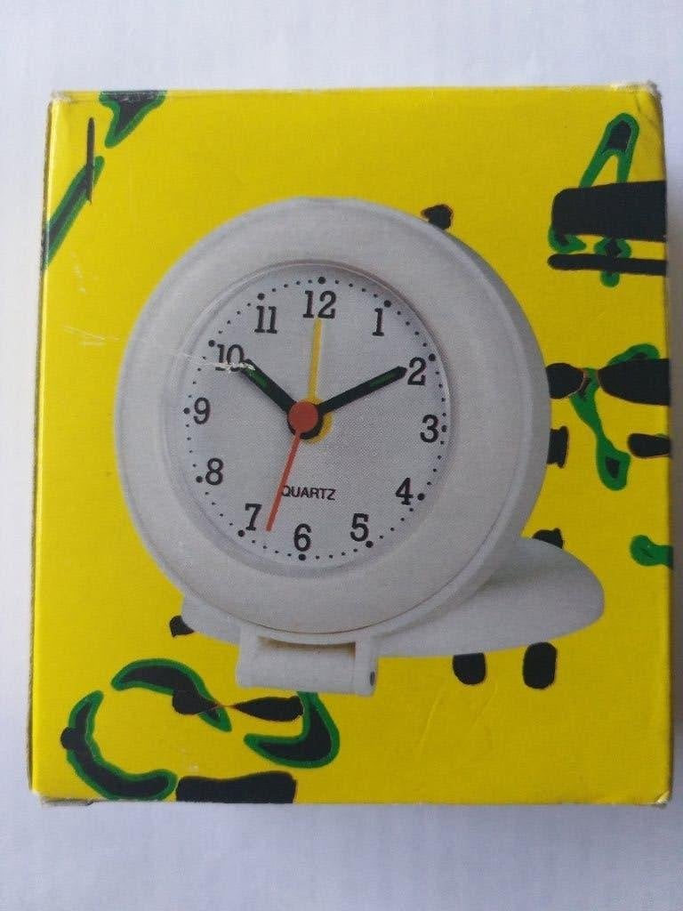 Reiswekker wit analoog met wijzers, quartz uurwerk, Ophalen of Verzenden, Zo goed als nieuw, Analoog