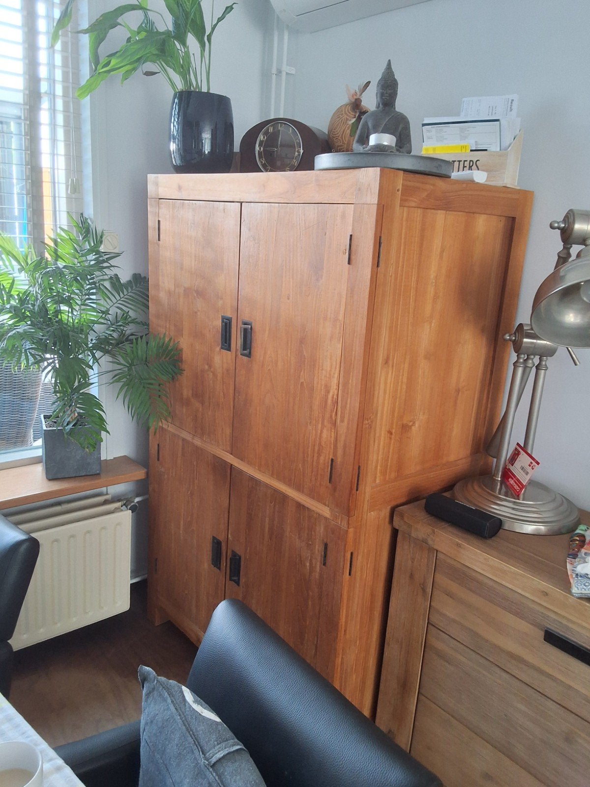 Tv - computerkast teakhout, Ophalen, Gebruikt