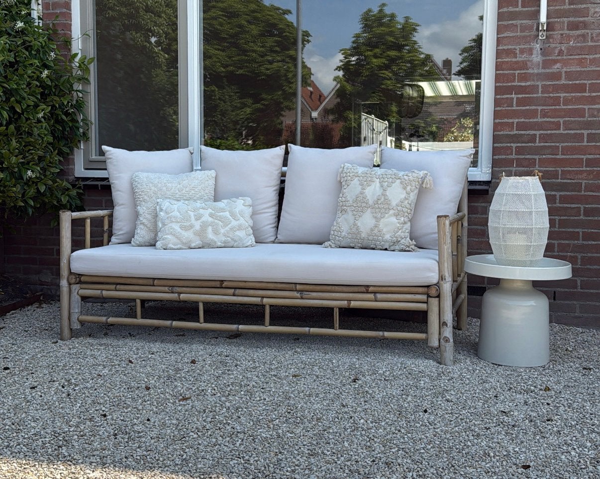 Bamboe loungebank met kussens, Ophalen, Gebruikt, Overige materialen