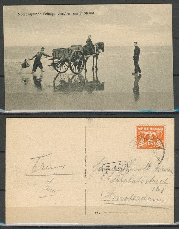 Oud Noordwijk 1922 Schelpenvisscher Ansichtkaart 1082c jdu, Ophalen of Verzenden, 1920 tot 1940, Gelopen, Ambachten of Beroep