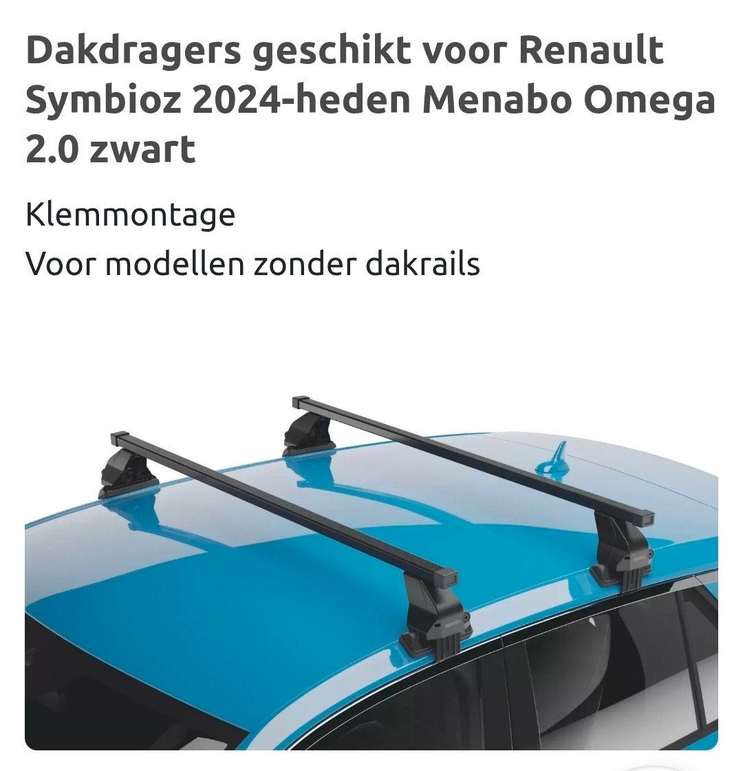 Dakdragers Renault Symbioz Menabo Omega 2.0 Zwart, Ophalen