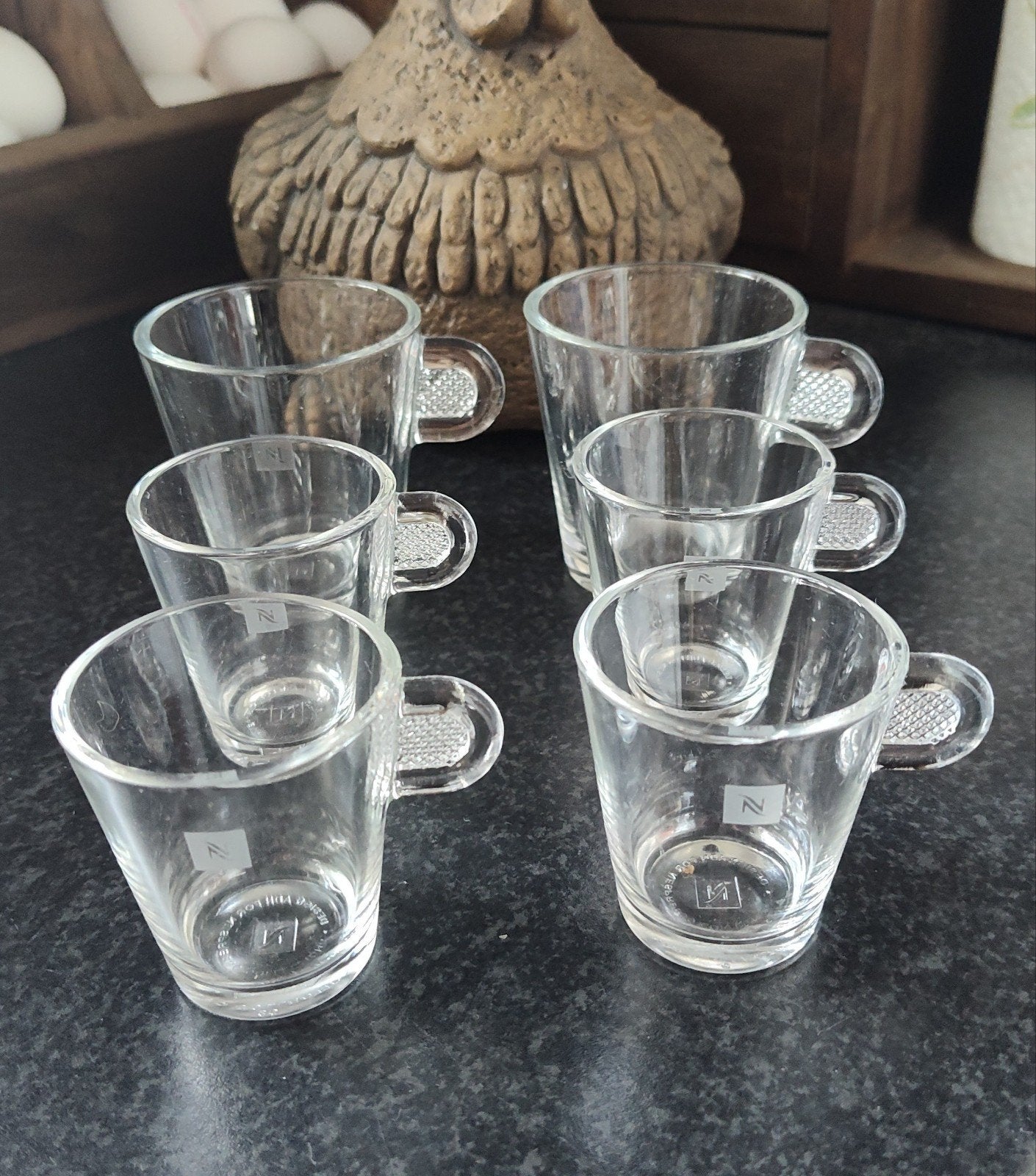 2x Lungo,4x espresso Nespresso, Ophalen of Verzenden, Glas, Overige stijlen, Kop(pen) en/of Schotel(s)