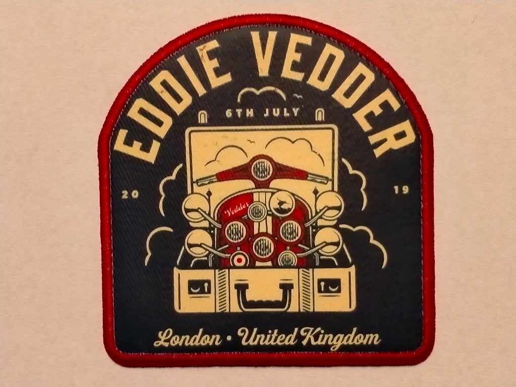 Eddie Vedder London Engeland tour patch embleem RARE, Verzamelen, Ophalen of Verzenden, Nieuw, Kleding