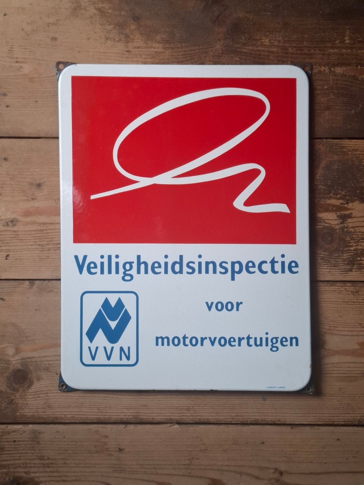 Emaille bord Veiligheidsinspectie motorvoertuigen autogarage, Ophalen of Verzenden, Zo goed als nieuw, Reclamebord