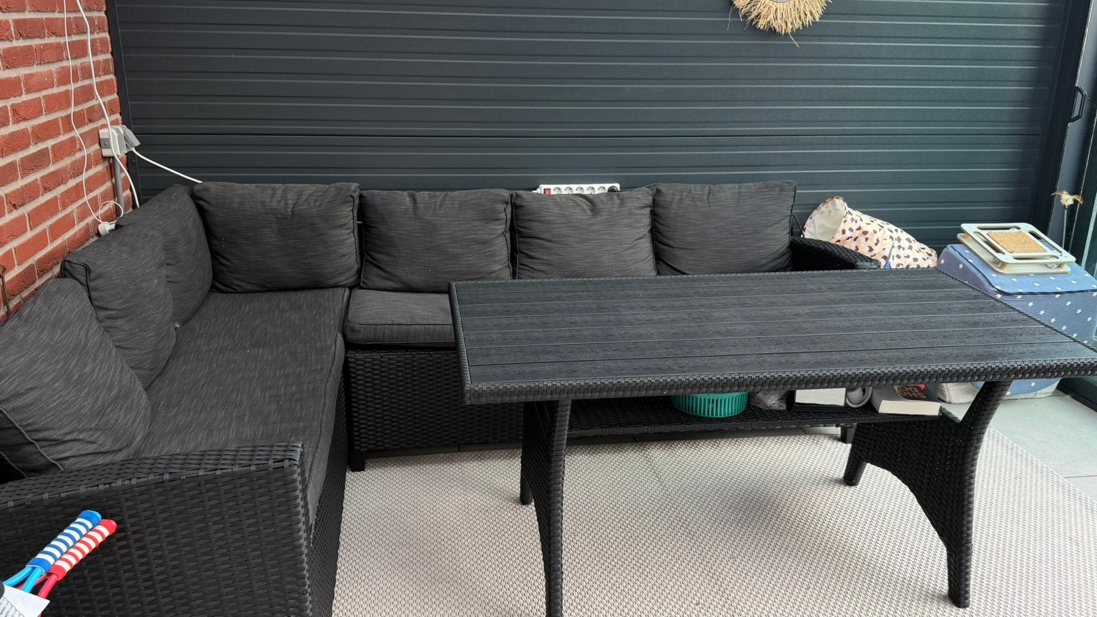 Loungeset AGERMOSE 6-persoons – Zwart, Ophalen, Gebruikt, Rotan, 6 zitplaatsen