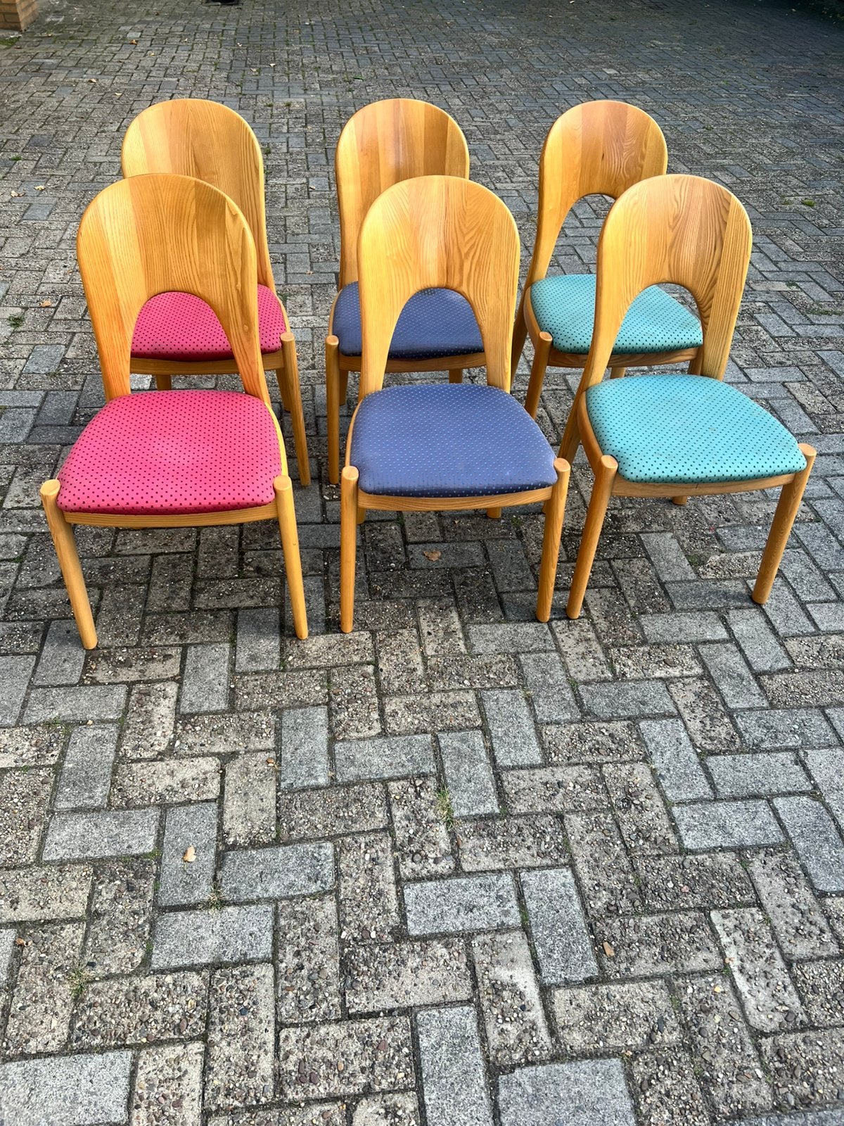 6x Originele Niels Koefoed "Morten" Eetkamerstoelen Grenen, Huis en Inrichting, Stoelen, Ophalen, Gebruikt, Overige kleuren, Vier